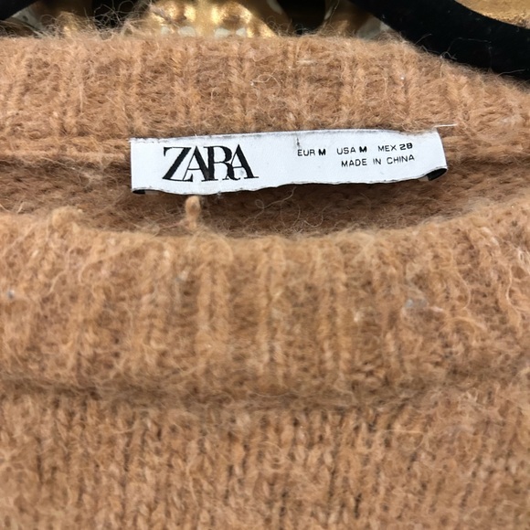 Zara Women's Brown Crew Neck and crop Sweater - Picture 2 of 2